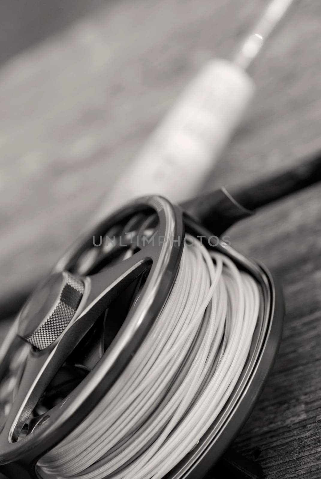 Close-up of a fishing reel