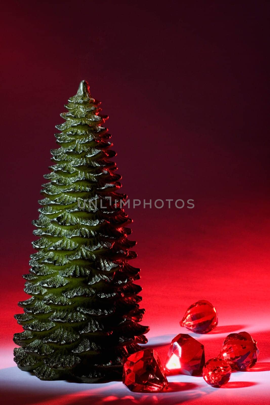 Close-up of a Christmas tree with Christmas ornaments