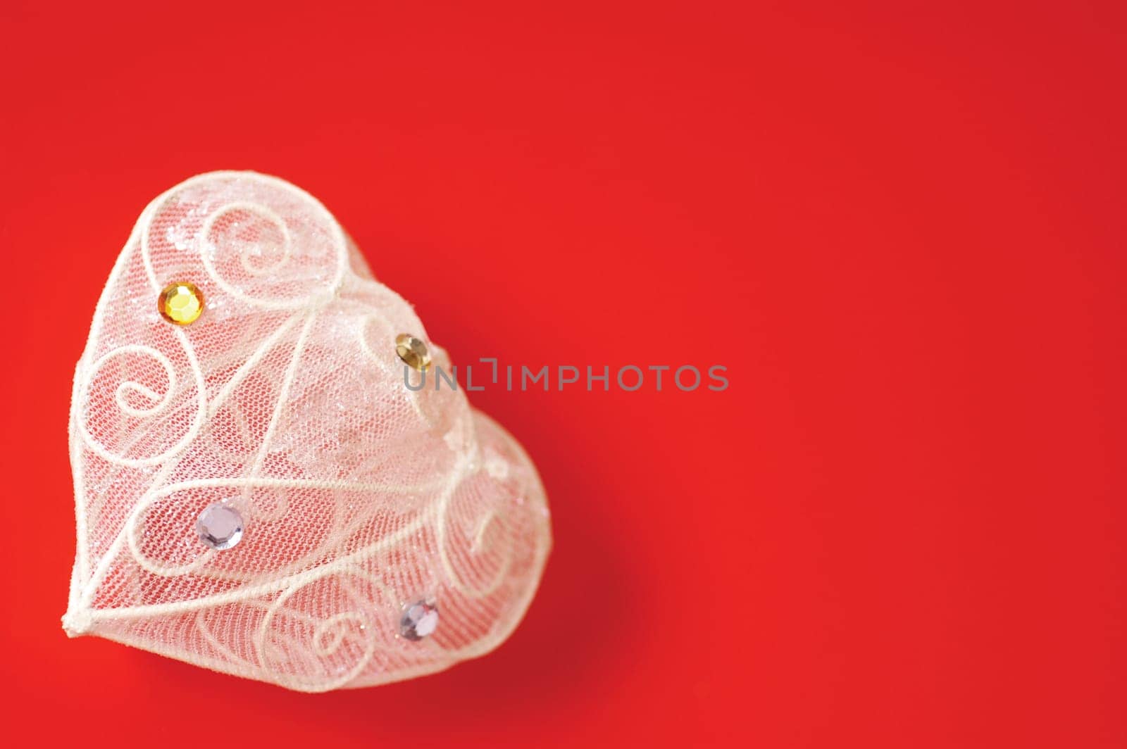 High angle view of a heart shaped cushion
