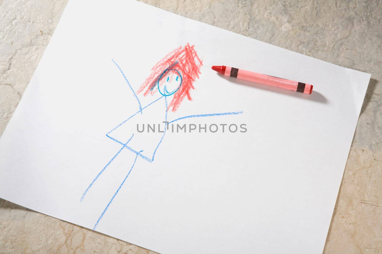 Close-up of a doll drawn on a paper