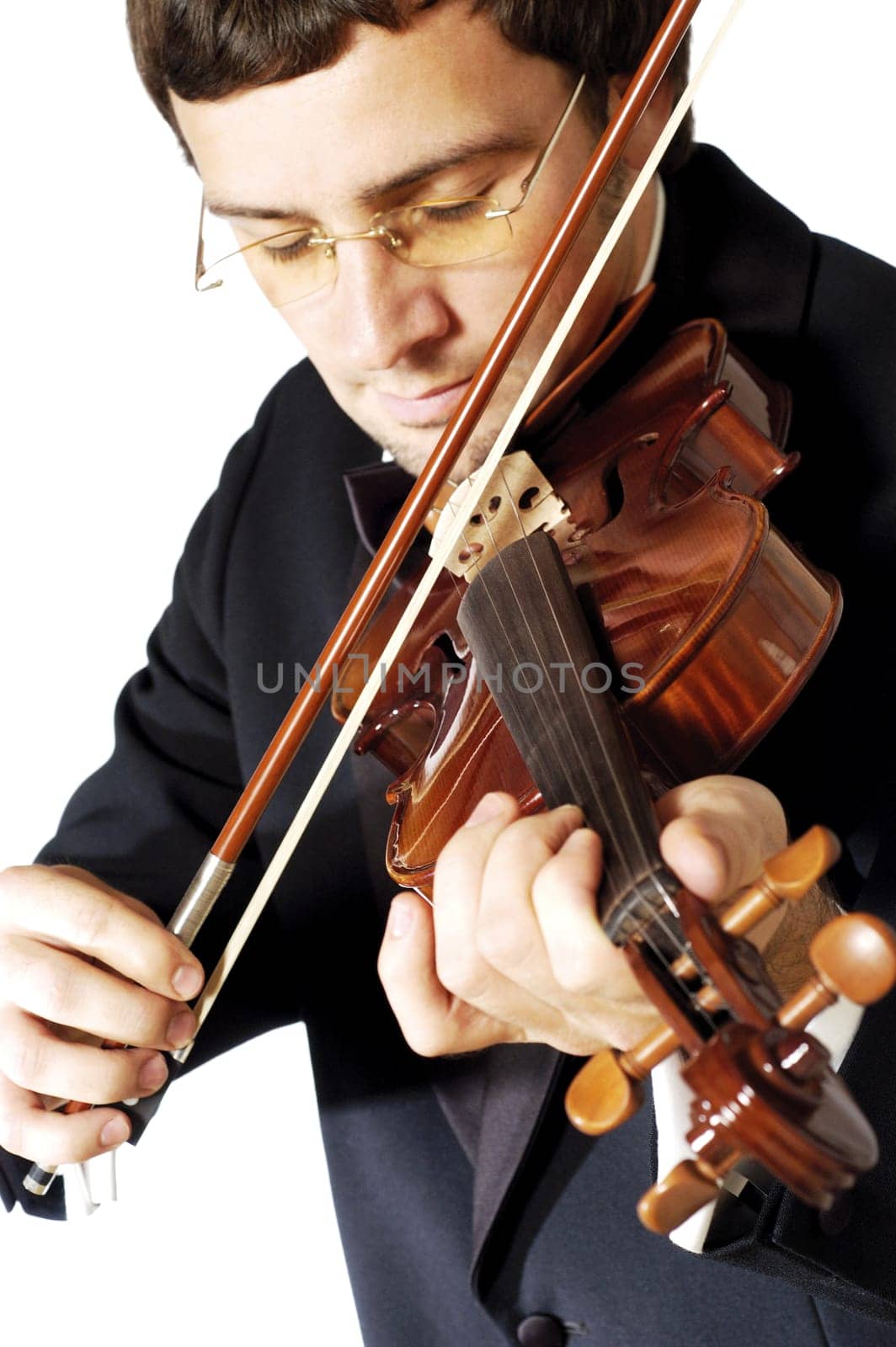 Close-up of a musician playing the violin
