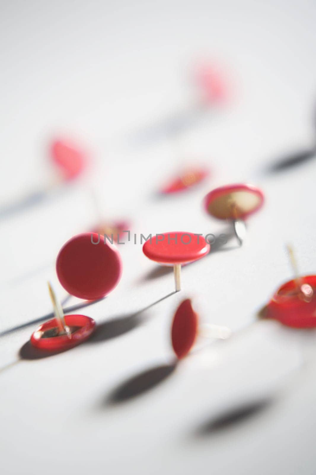 Close-up of assorted thumbtacks