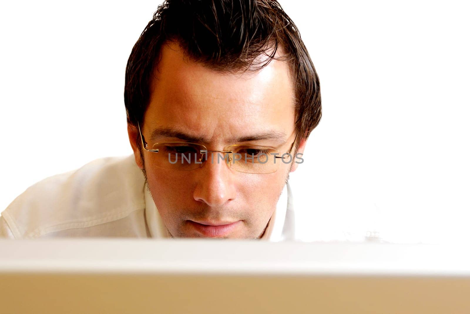 Close-up of a businessman working on a computer
