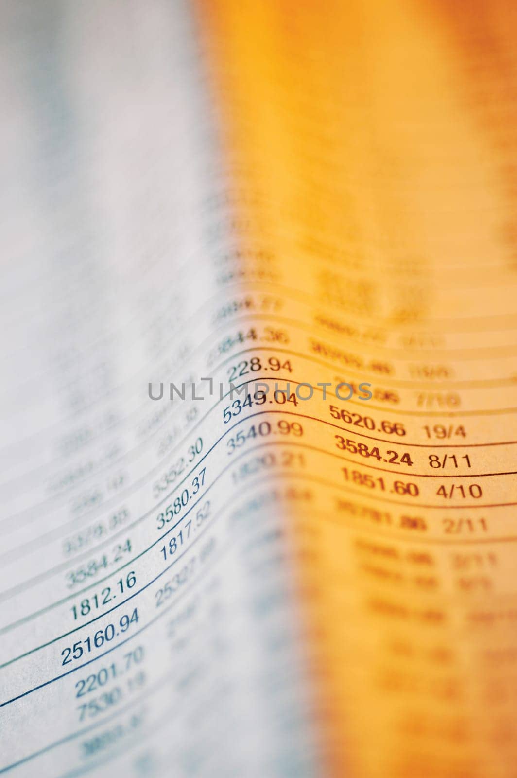 Close-up of financial figures on a page