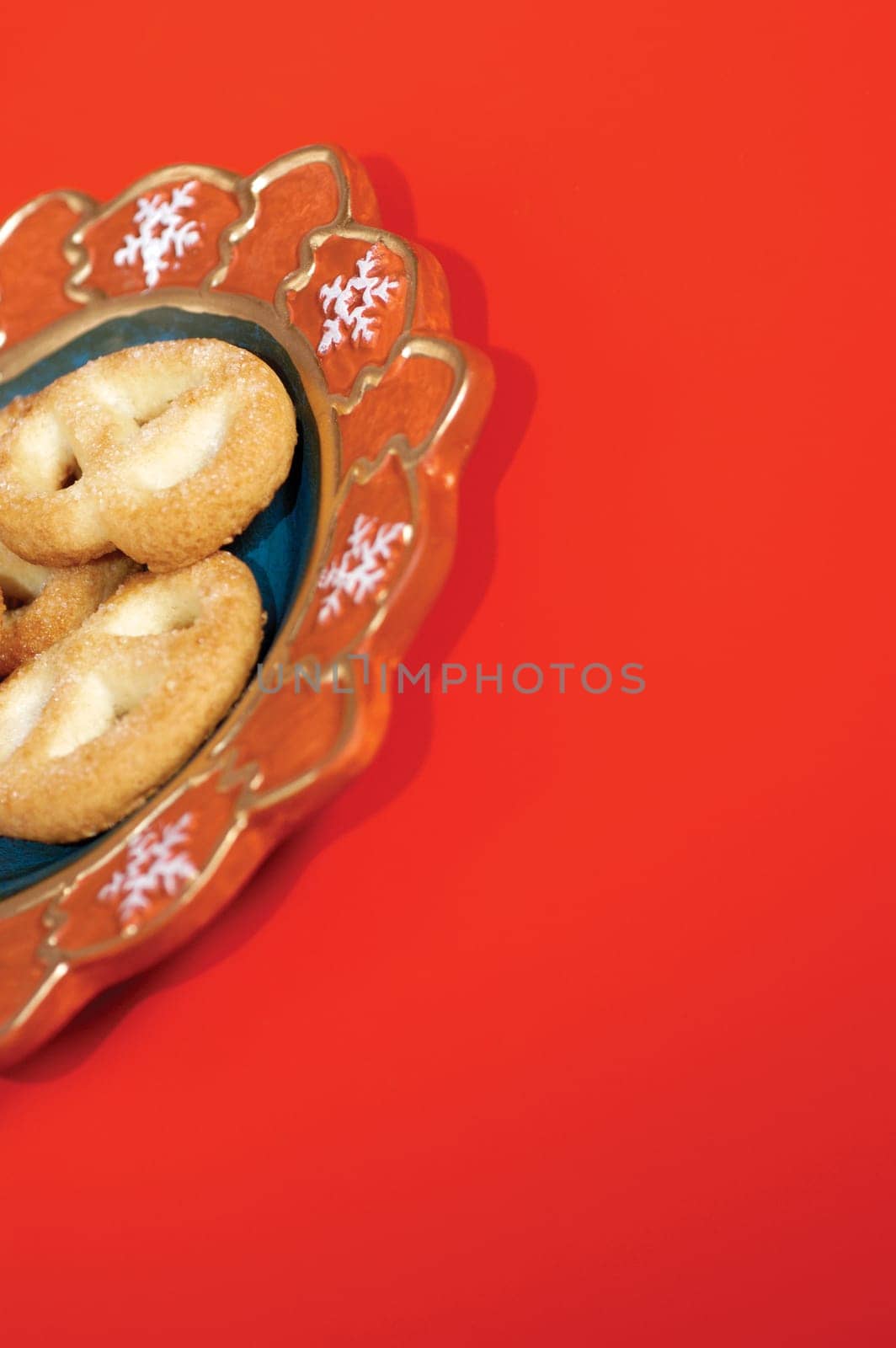 High angle view of cookies on a tray