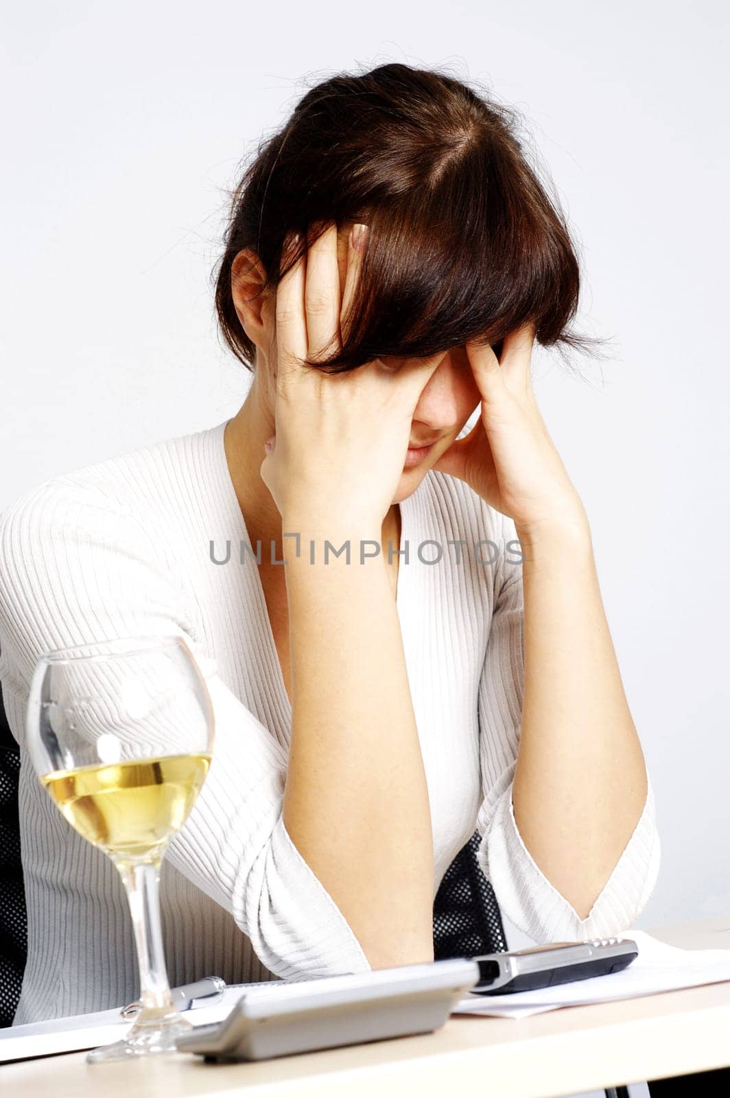 Close-up of a businesswoman looking depressed