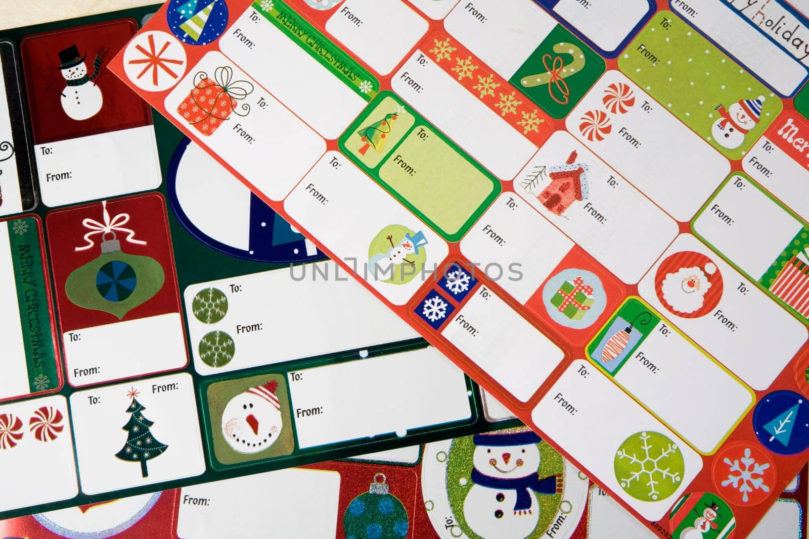 Close-up of mailing labels
