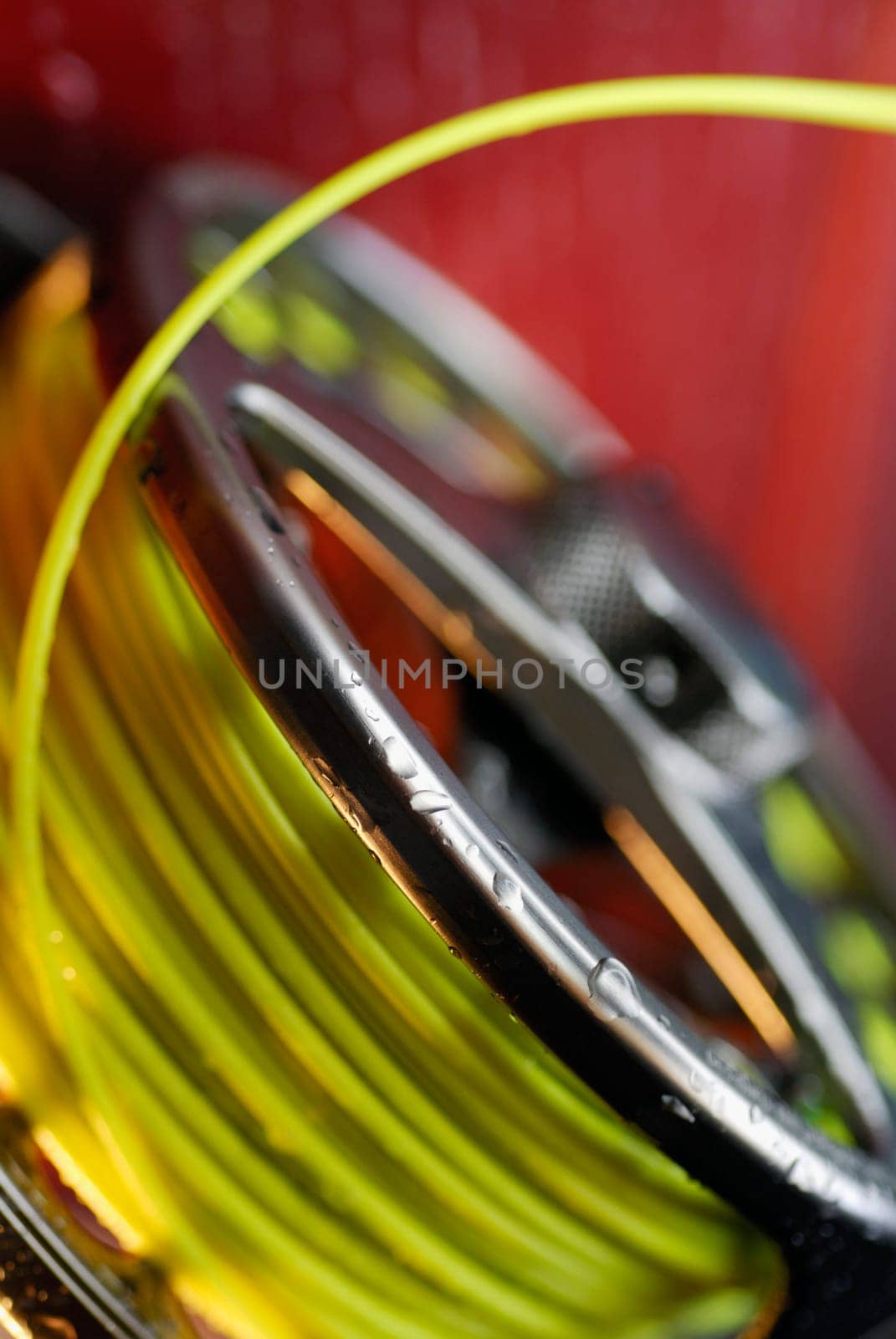 Close-up of a fishing reel