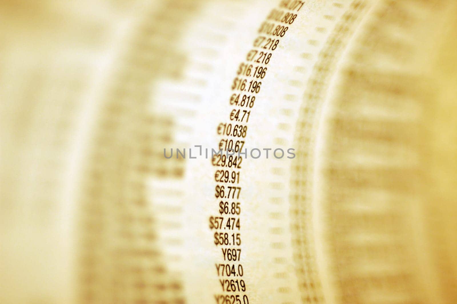 Close-up of financial figures on paper