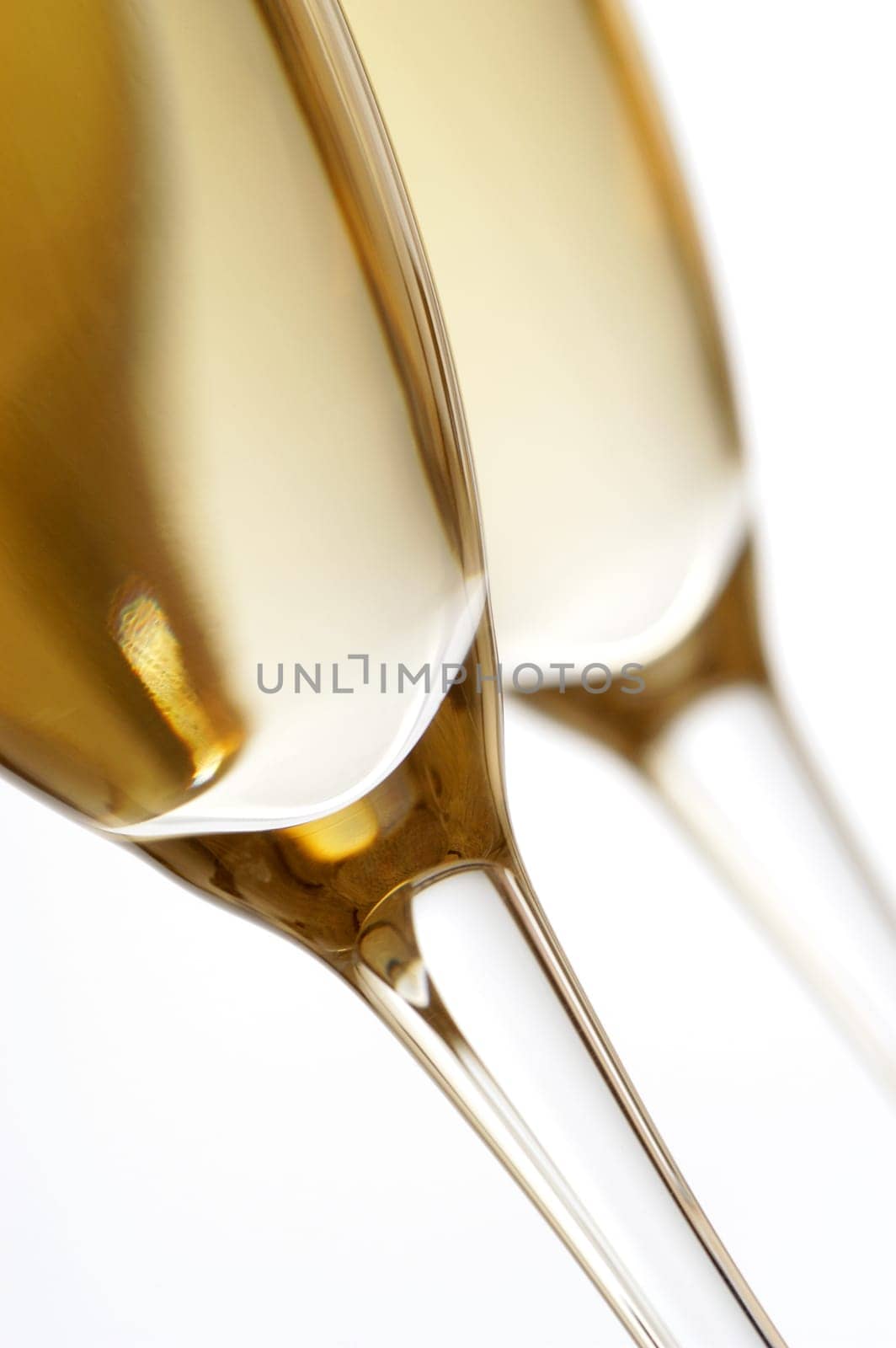 Close-up of champagne in two champagne flutes