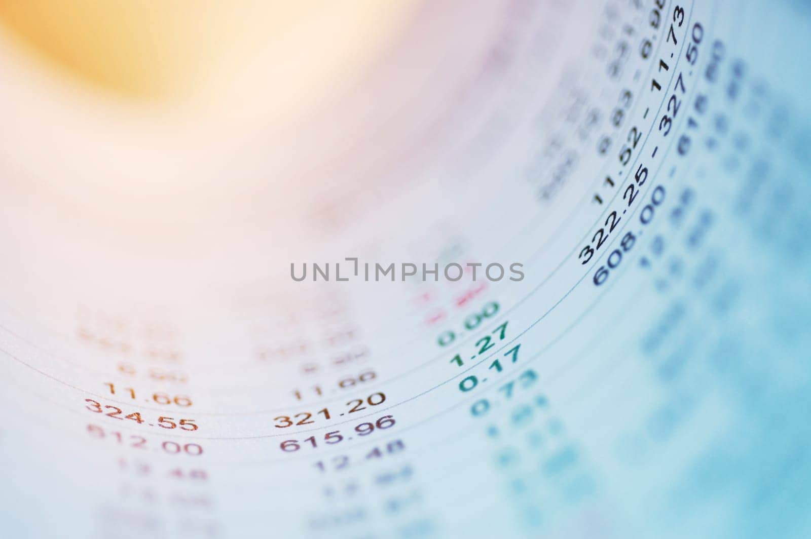Close-up of financial figures on paper