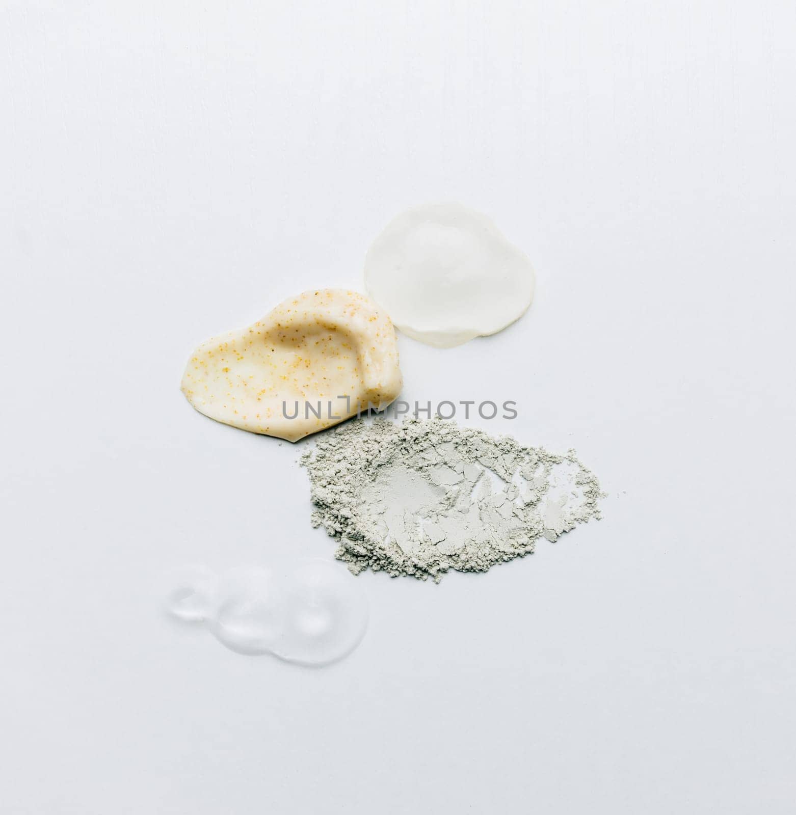 Textures from cosmetics and powder. Body Scrub. Smears on the table. High quality photo