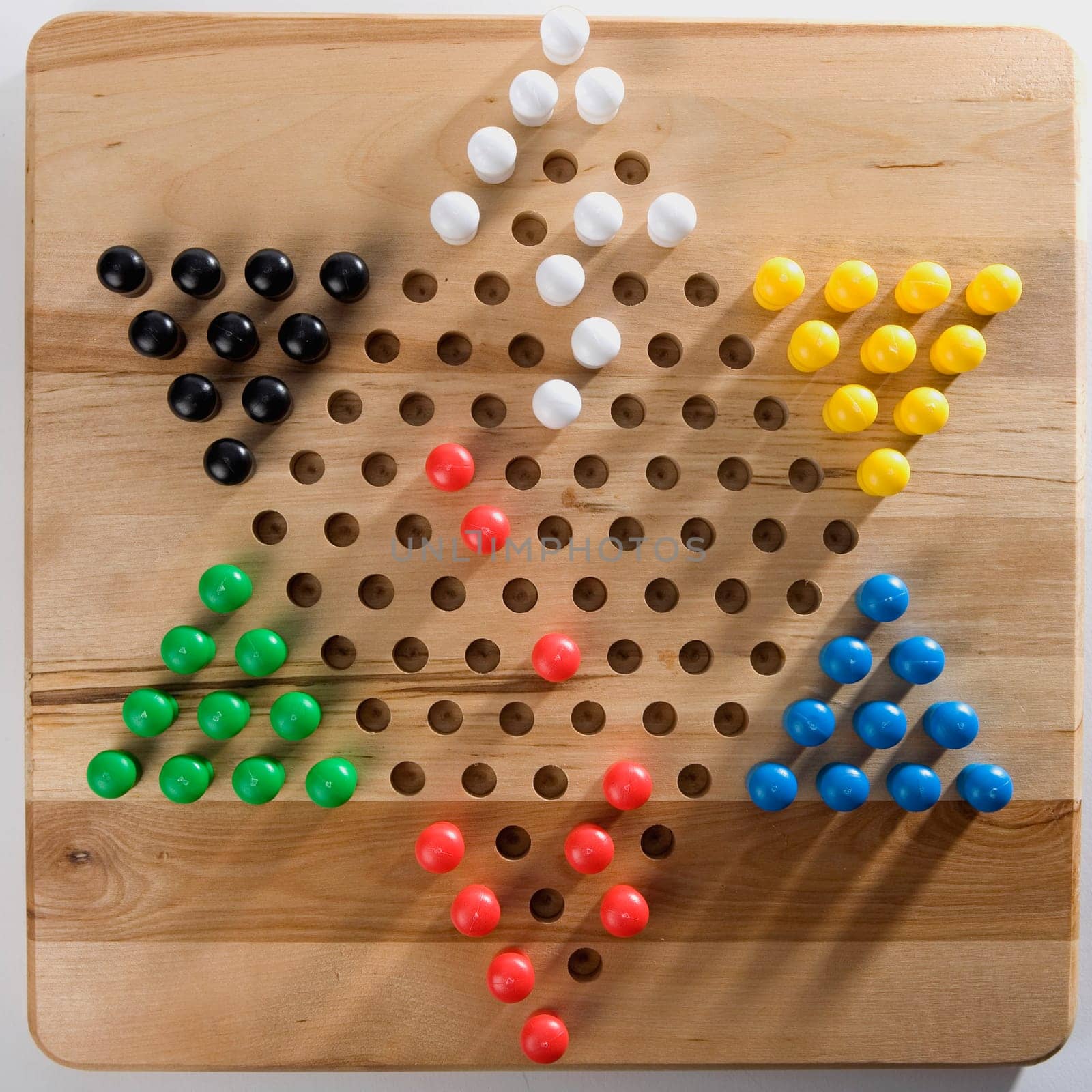 High angle view of Chinese checkers