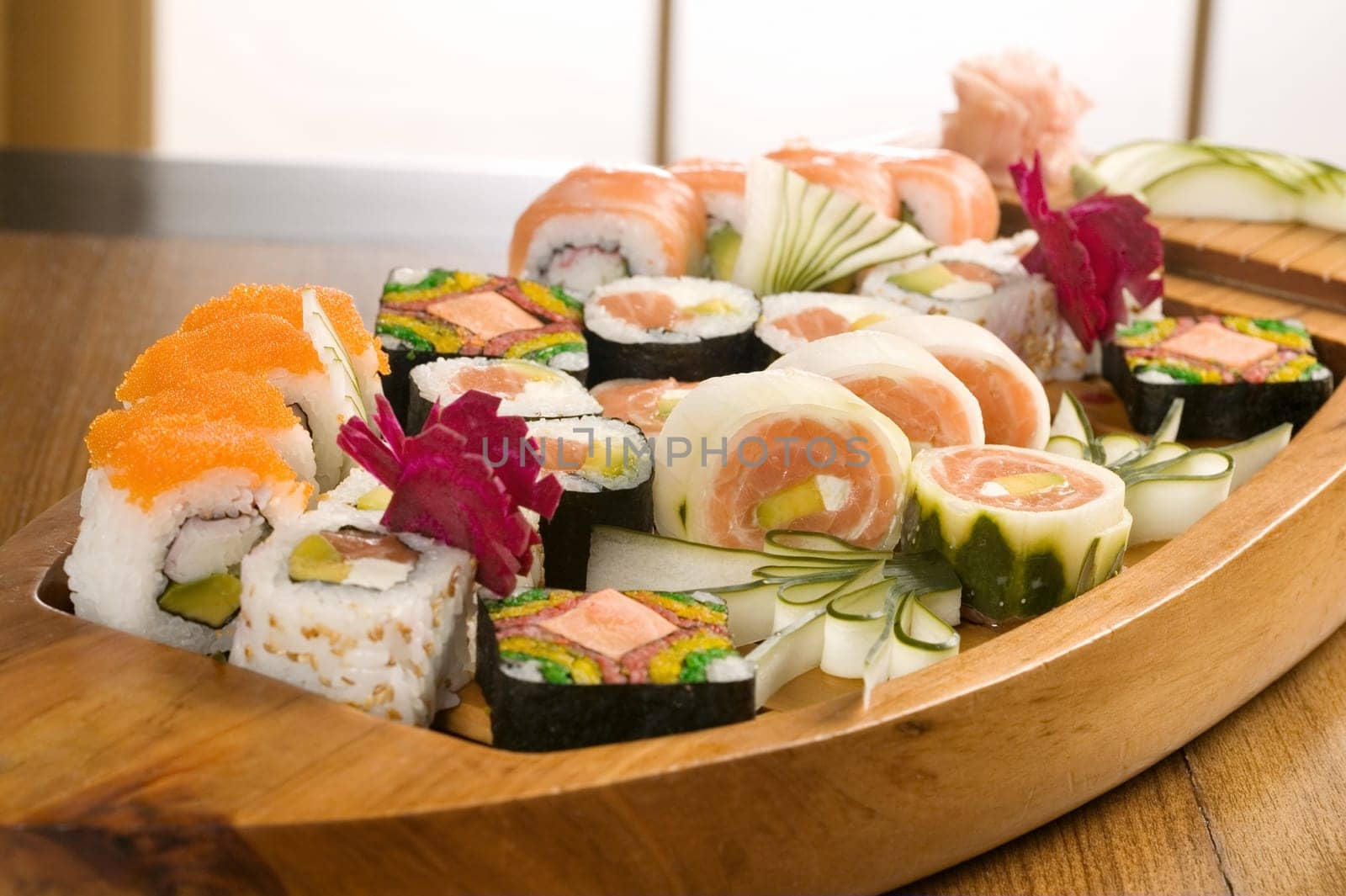 Close-up of sushi in a platter