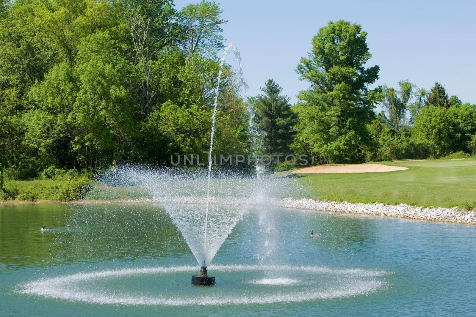 Fountain on a golf course