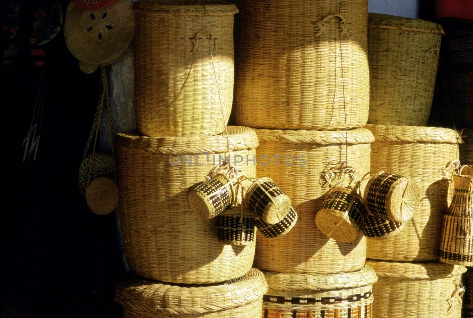 Stack of wicker baskets