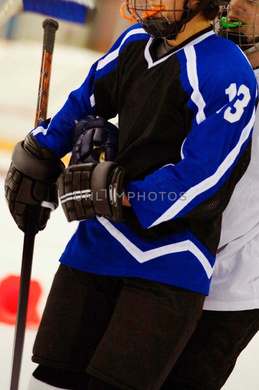 Close-up of two ice hockey players