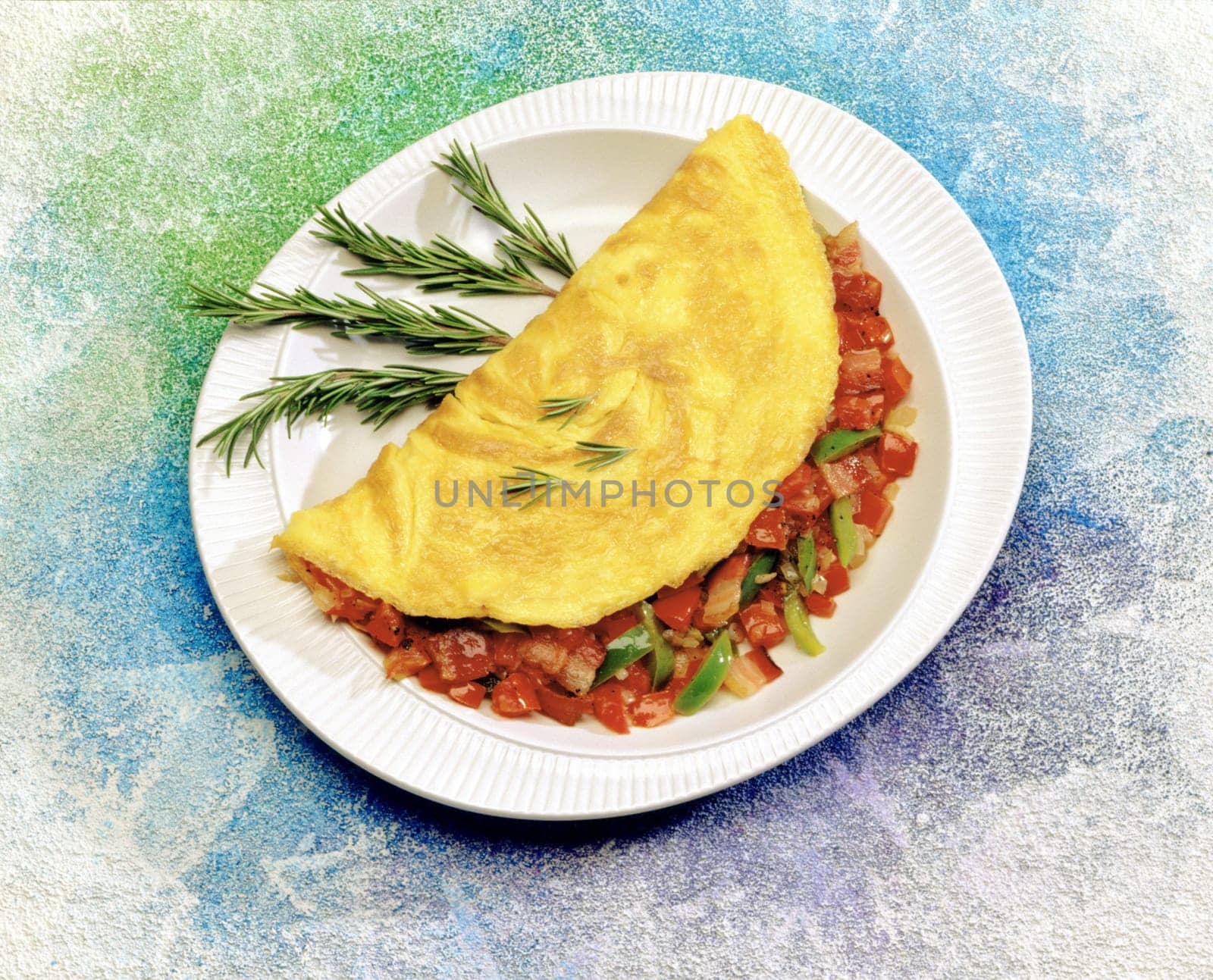Close-up of a stuffed omelet in a plate