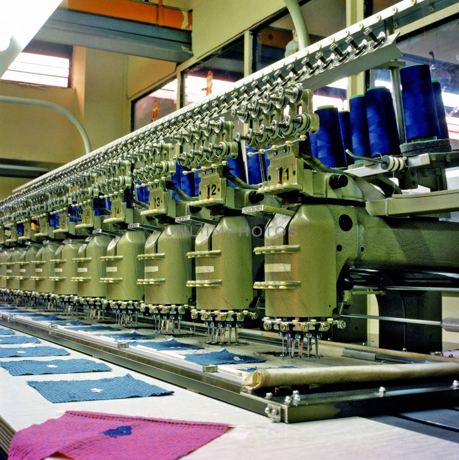 Towel manufacturing equipment in a factory