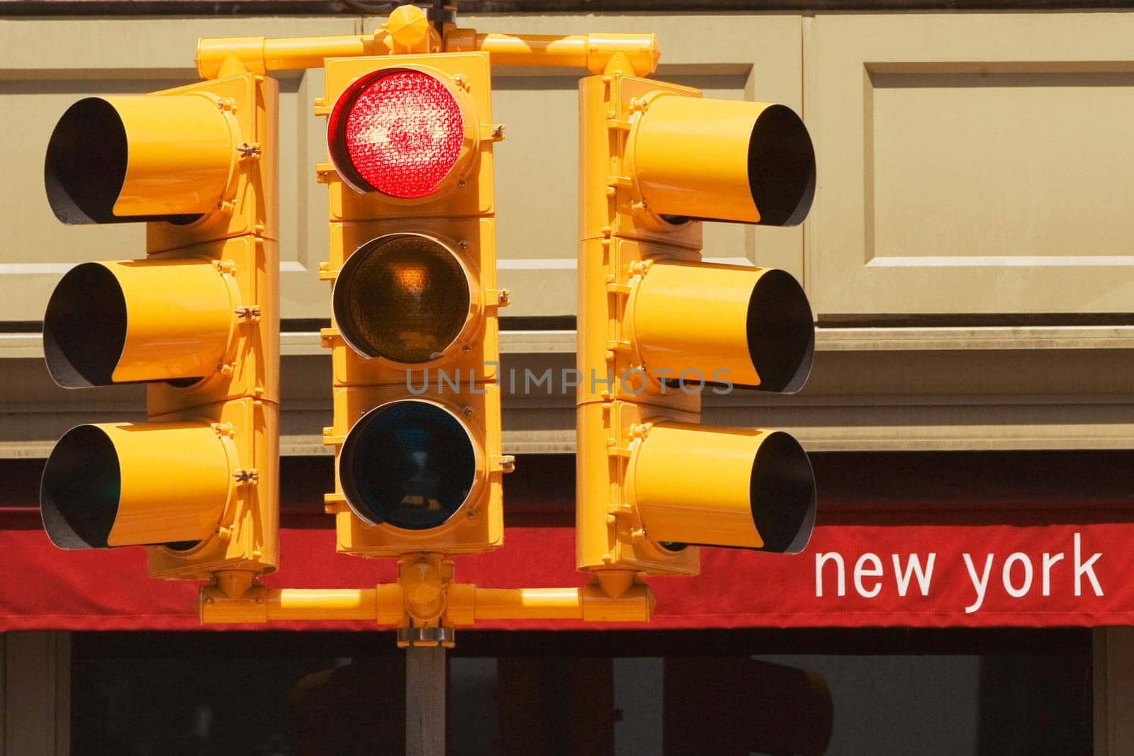 Close-up of traffic lights, New York City, New York State, USA