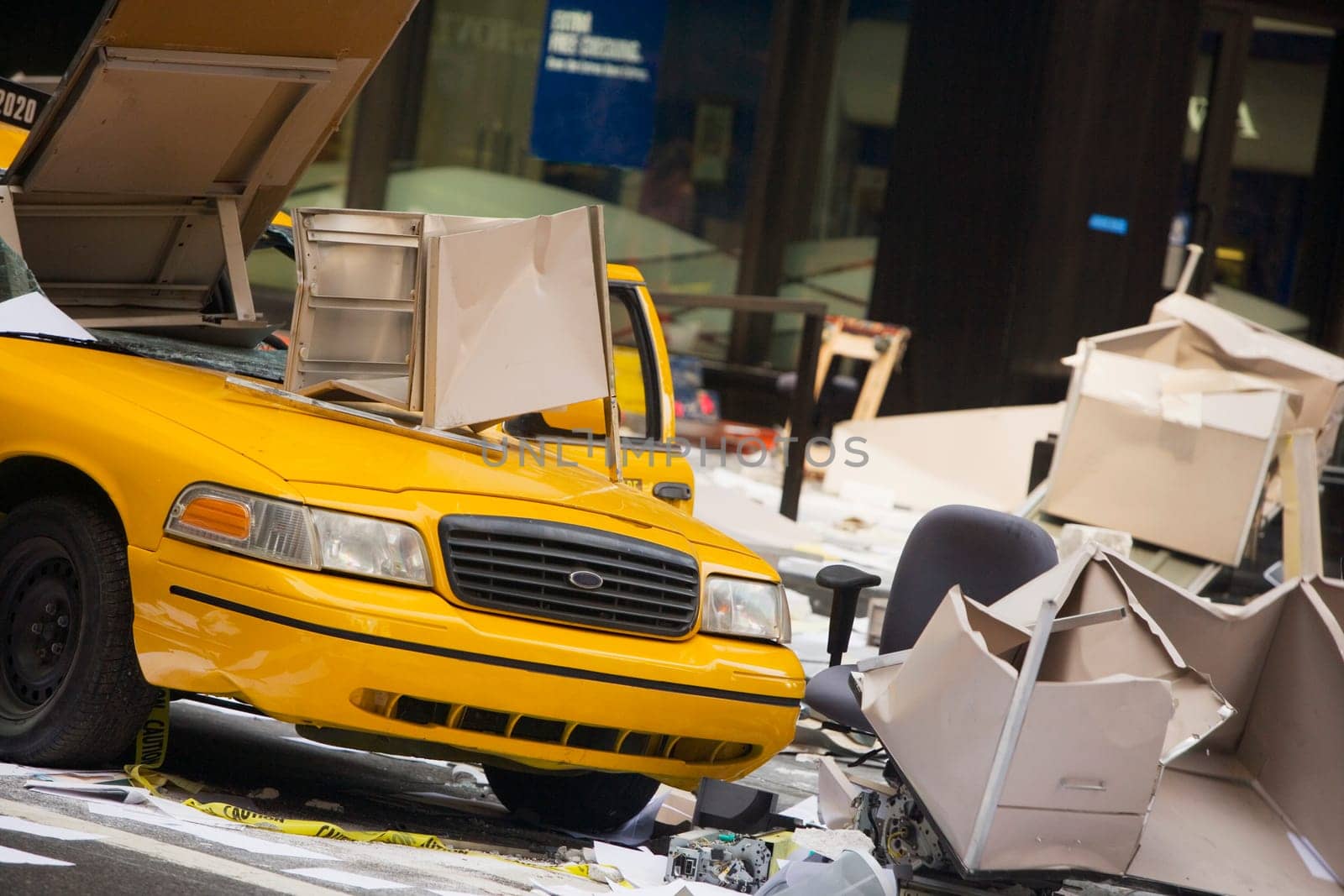 Trashed car with garbage