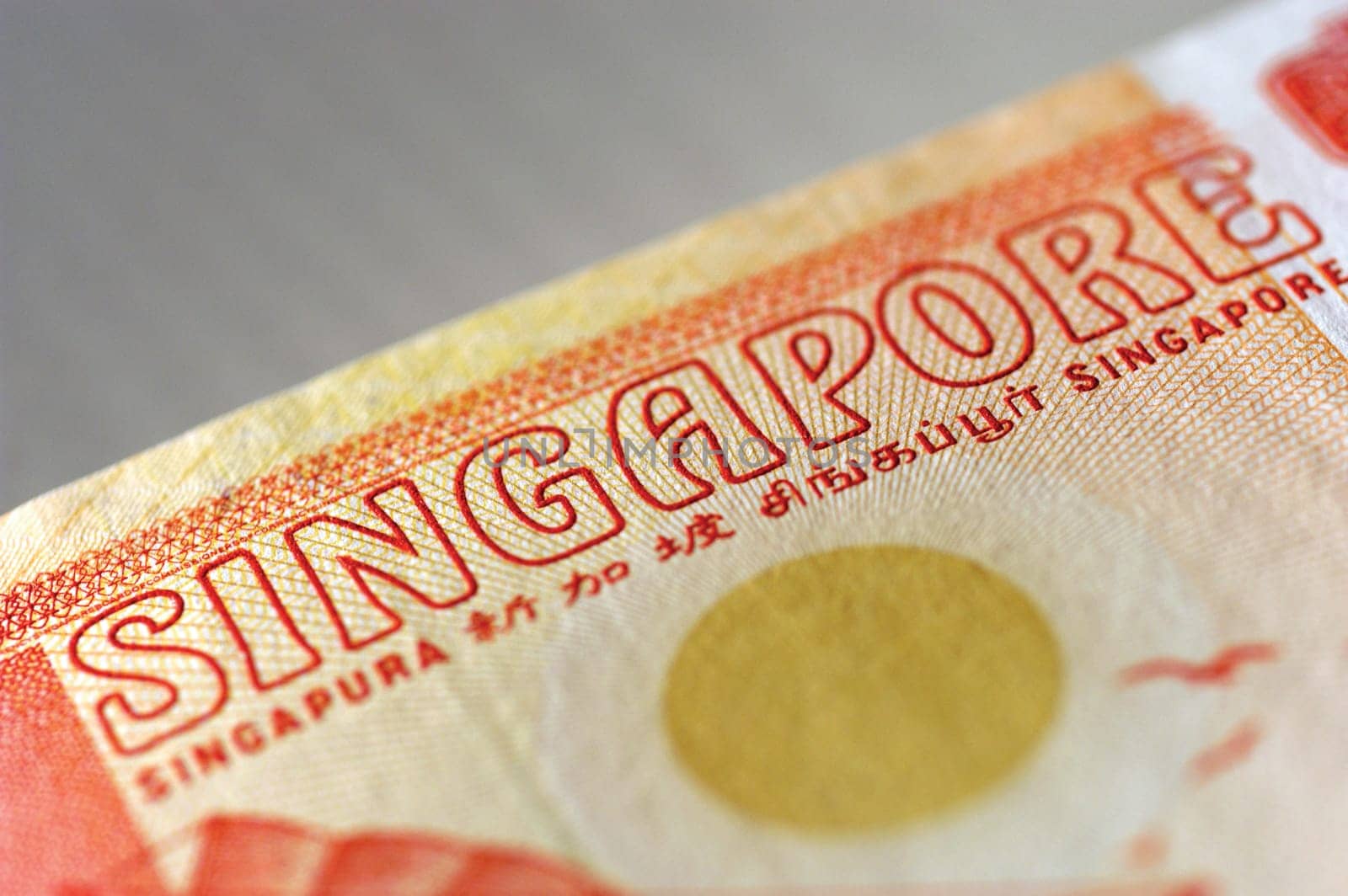 Singapore bank note, close-up