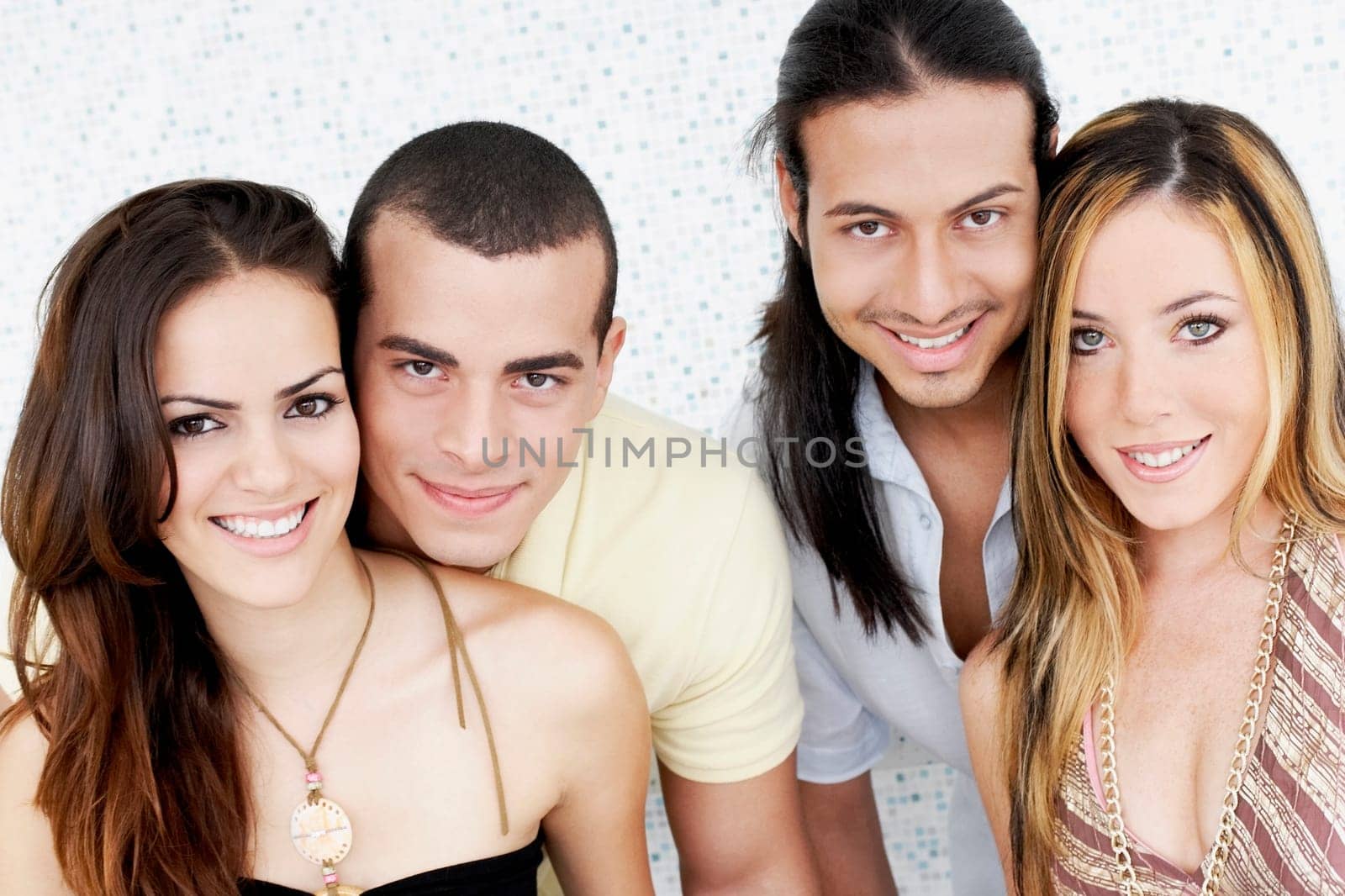 Portrait of two young couples smiling