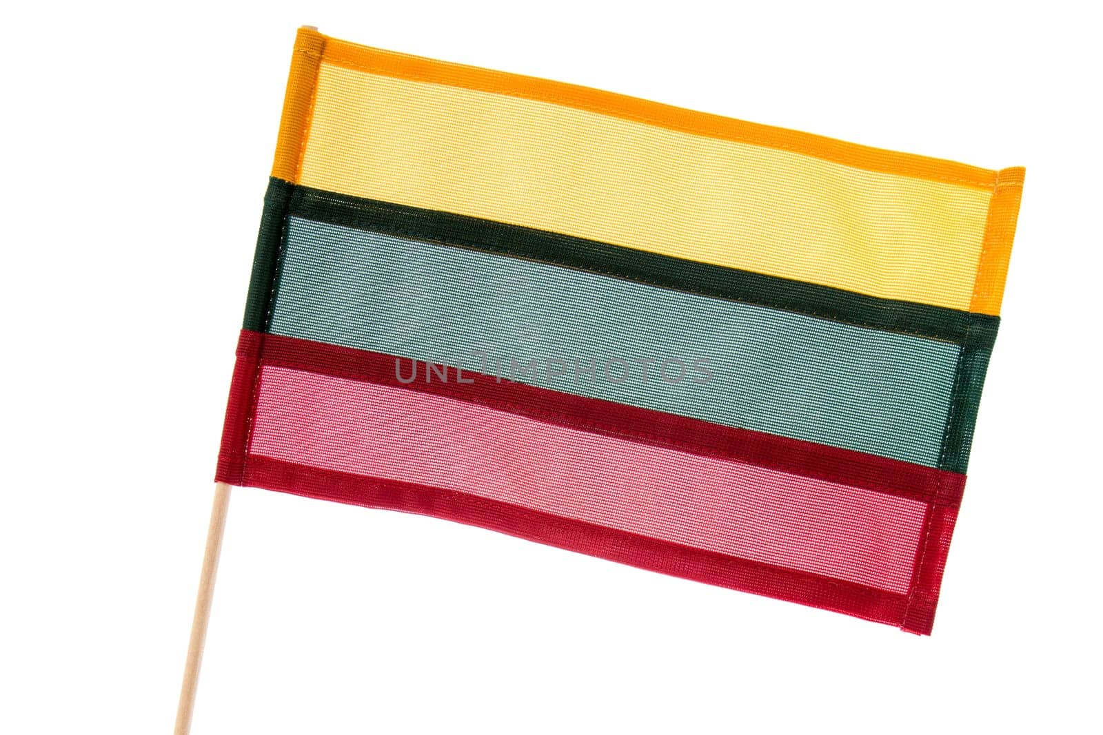 Lithuania flag as souvenir isolated on the white background