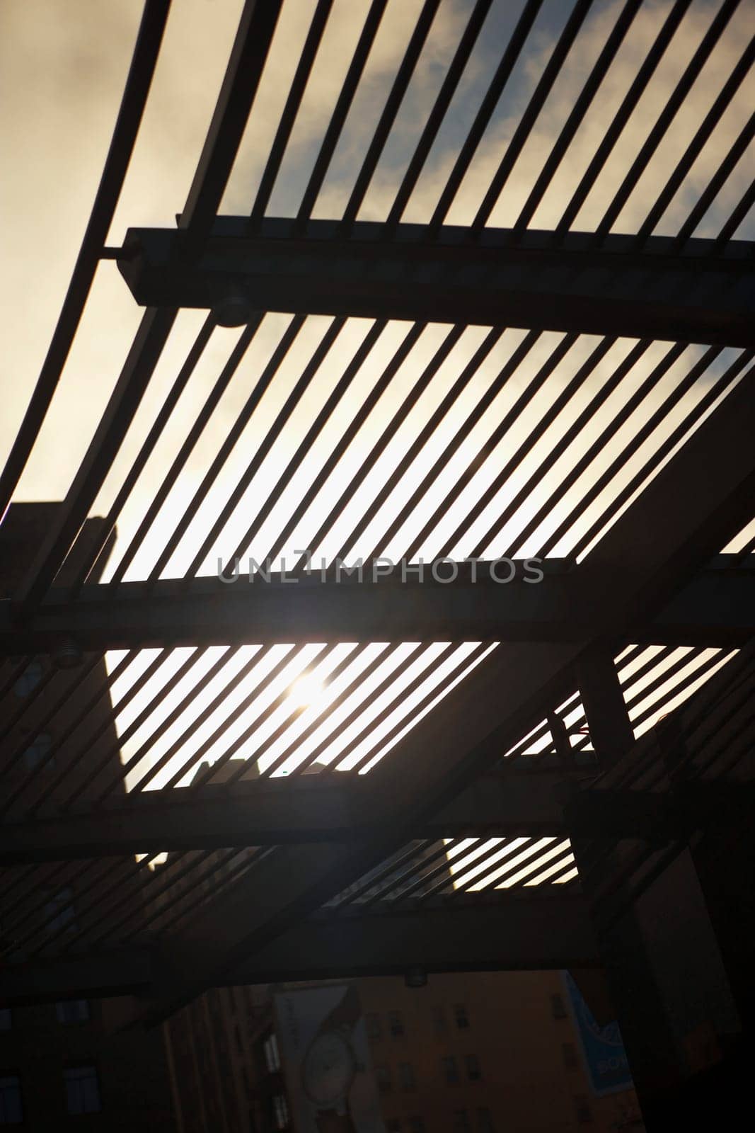 Low angle view of an iron ceiling