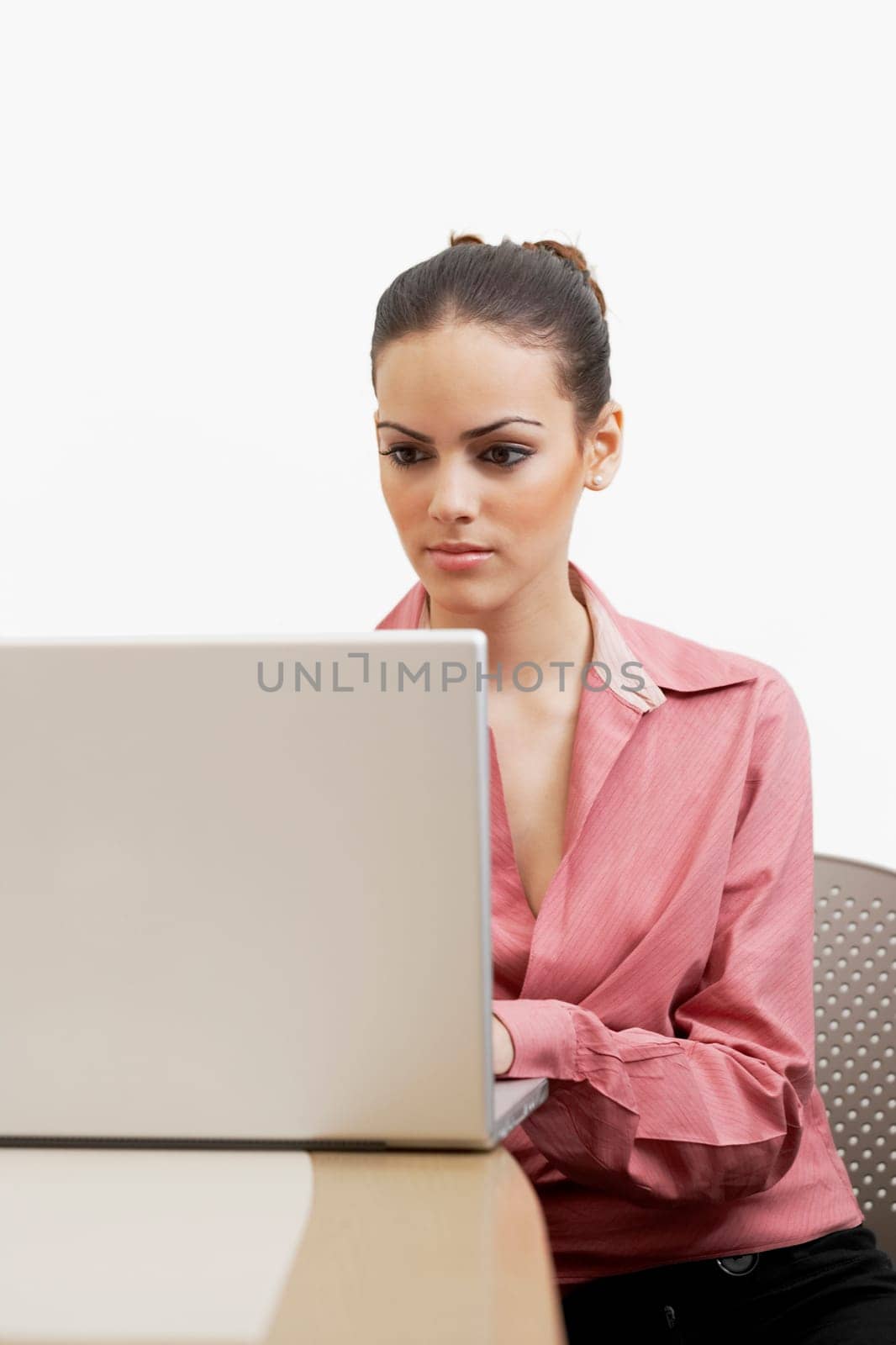 Close-up of a businesswoman using a laptop