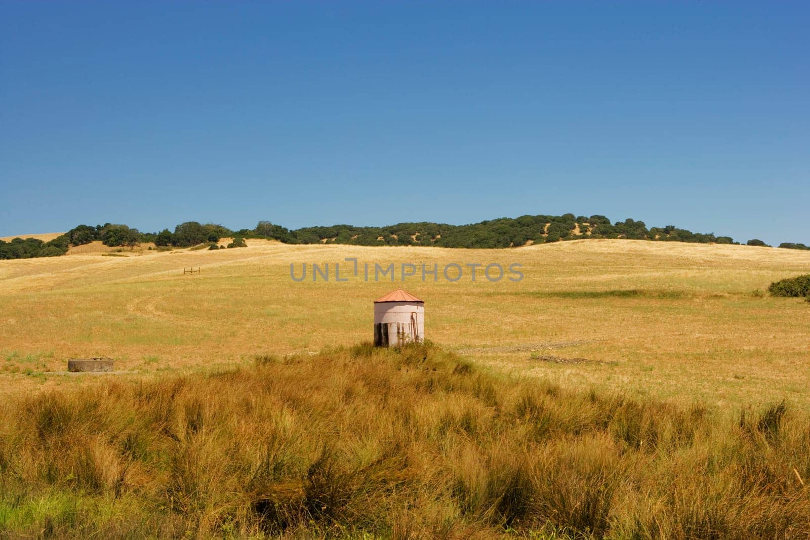 High angle view of a building in a field