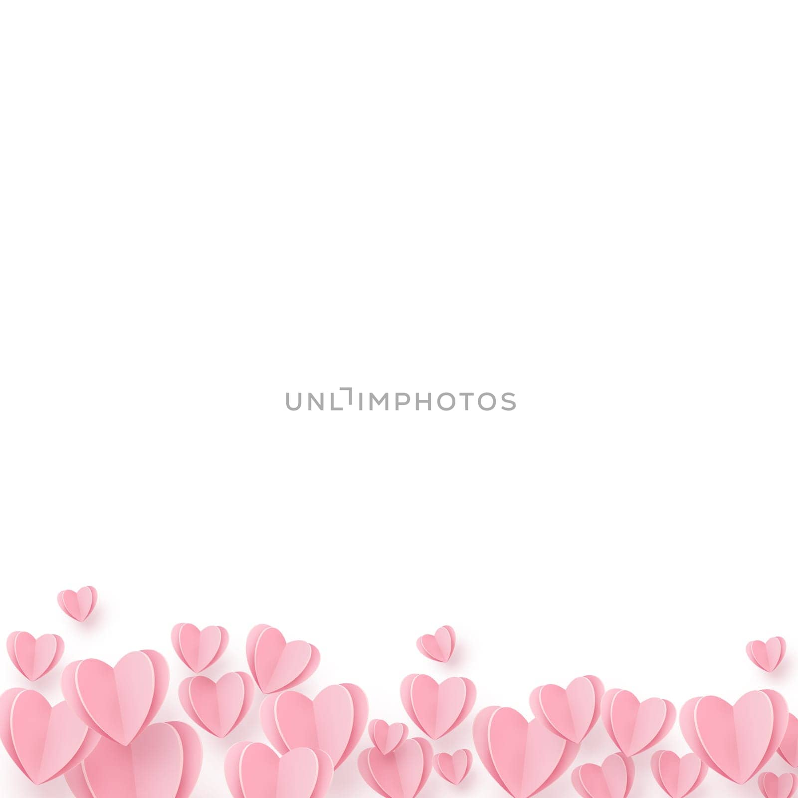 Gently pink-red hearts on a white background - illustration