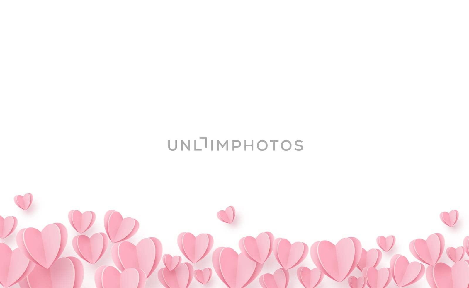 Gently pink-red hearts on a white background - illustration