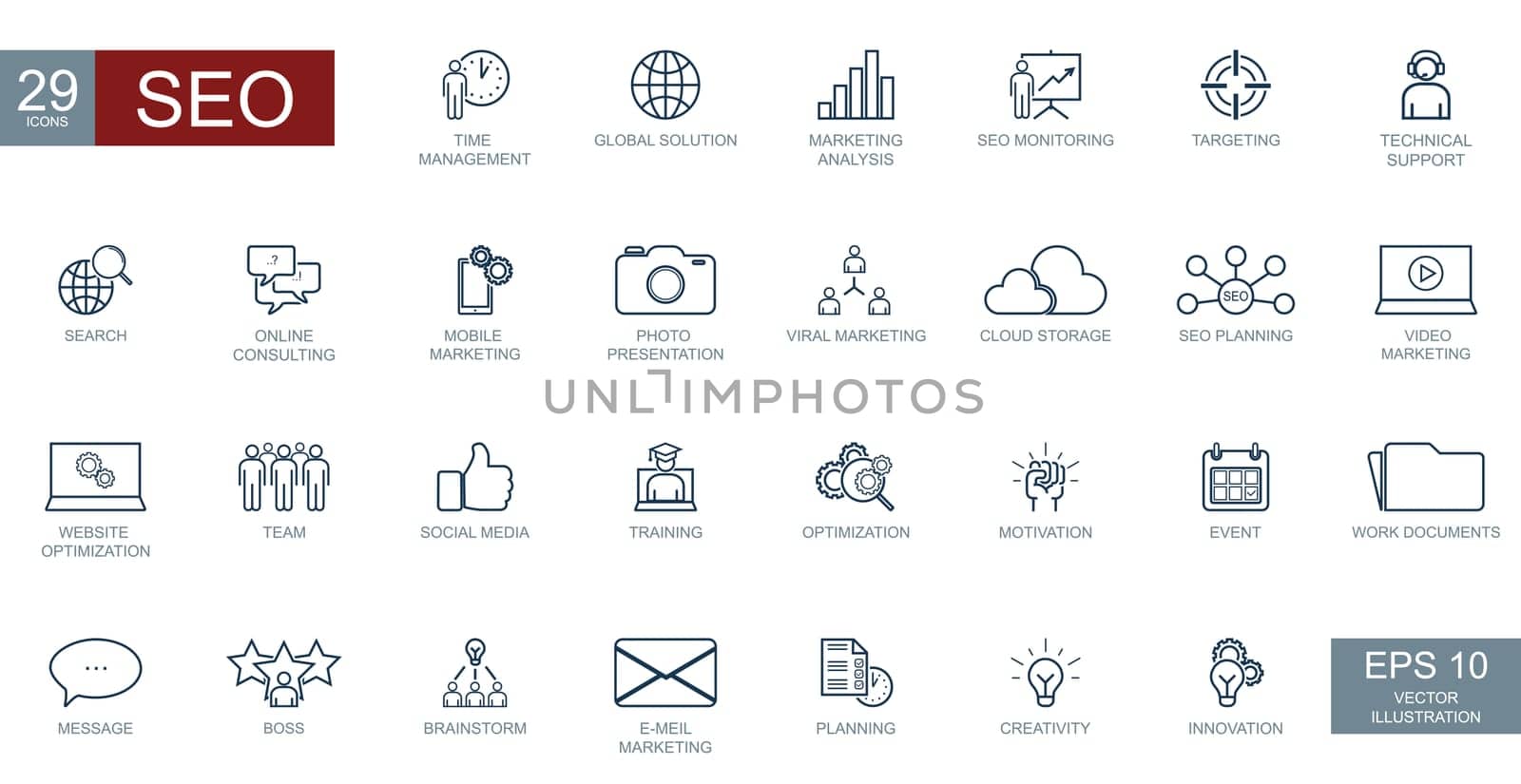 Big Conceptual Business Set of 29 CEO Icons - Vector illustration