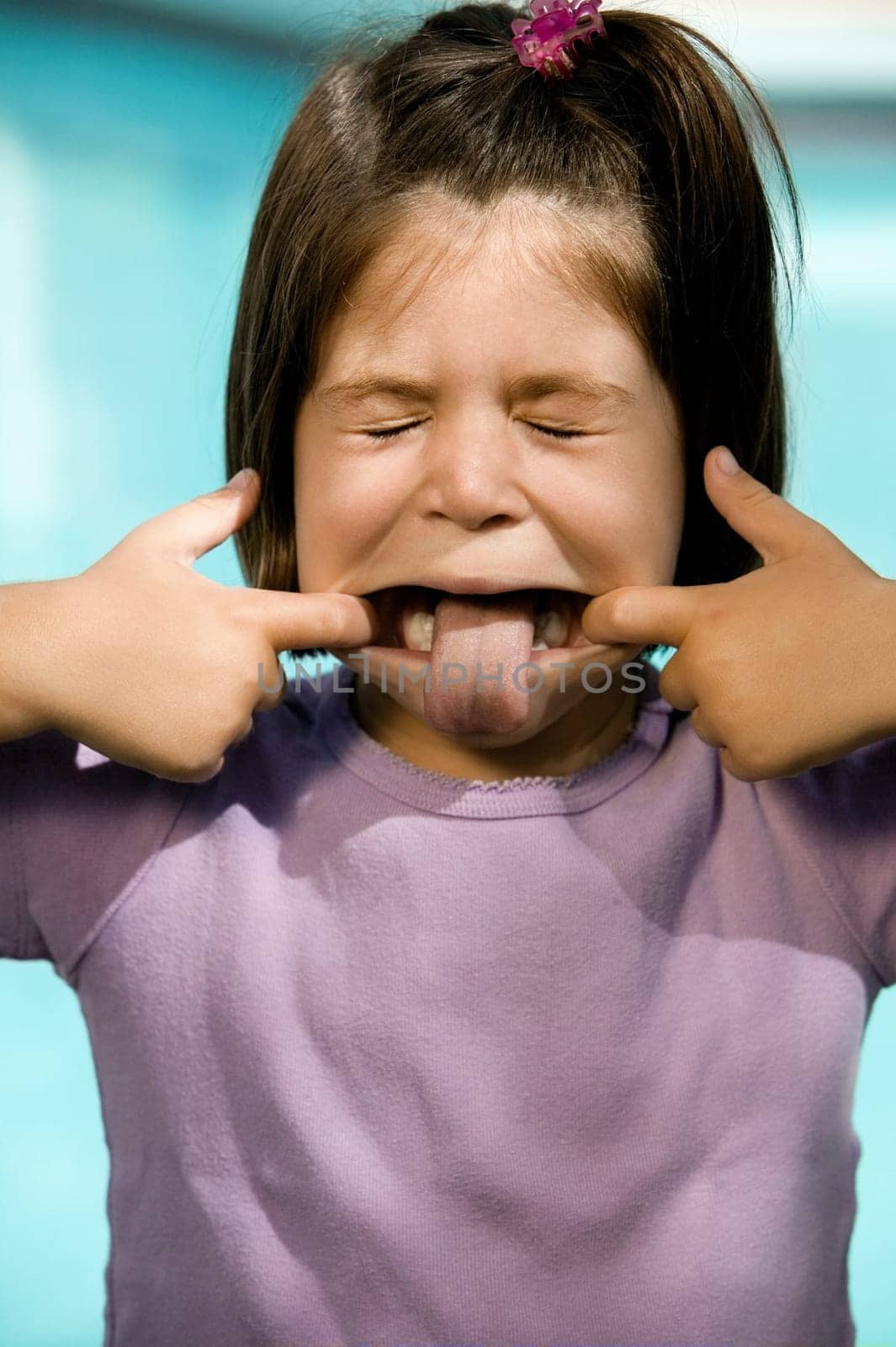 Close-up of a girl making a face