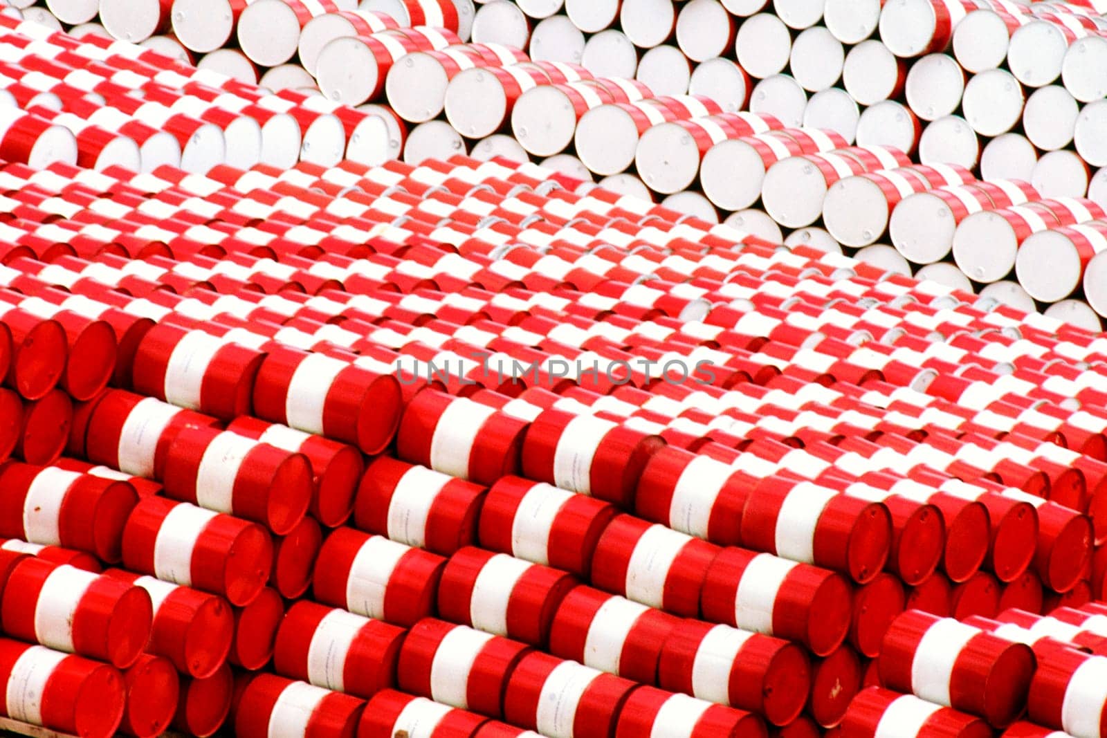 Stack of barrels at a petrochemical plant, Salvador, Brazil