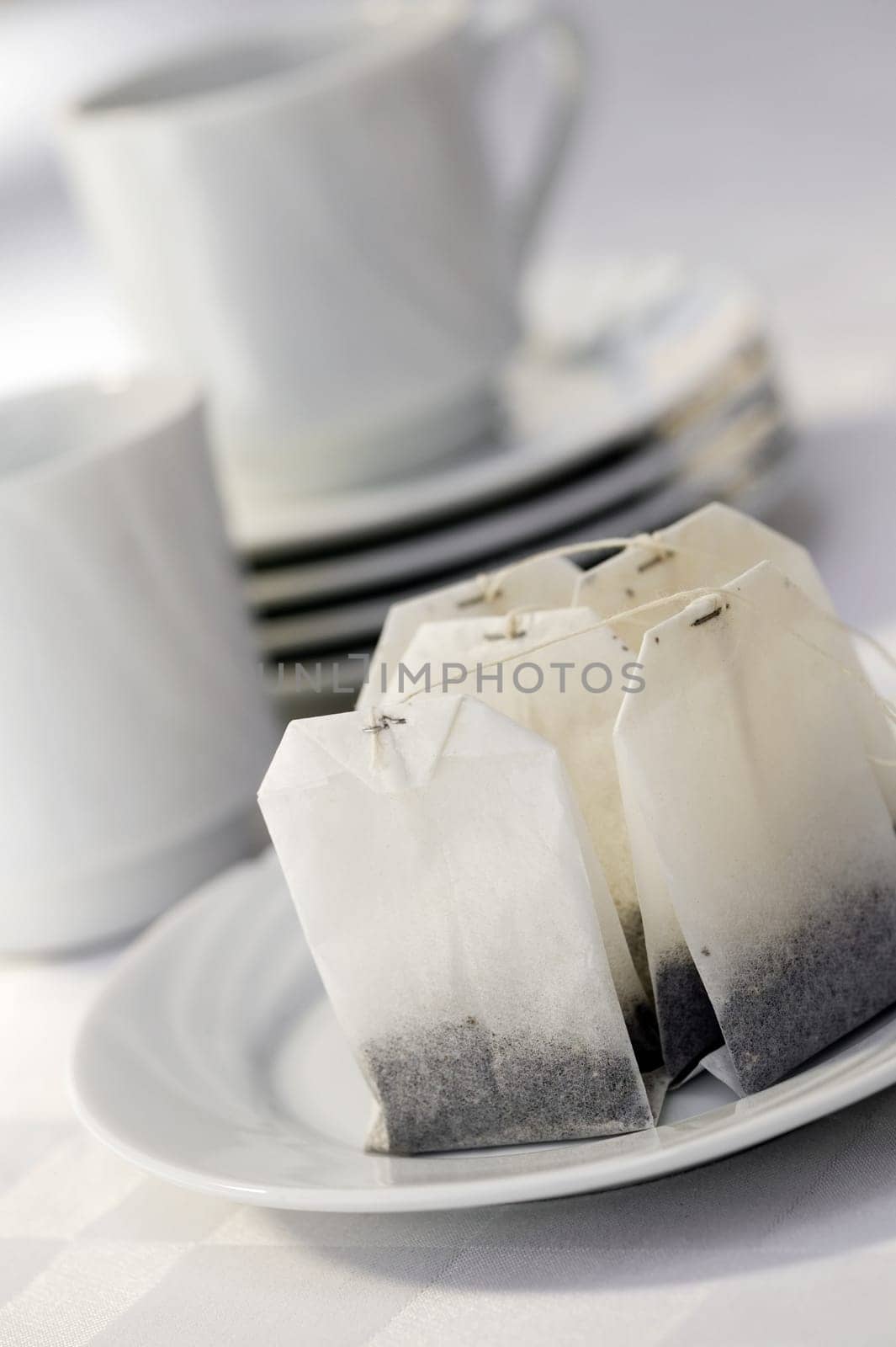 Close-up of teabags in a plate