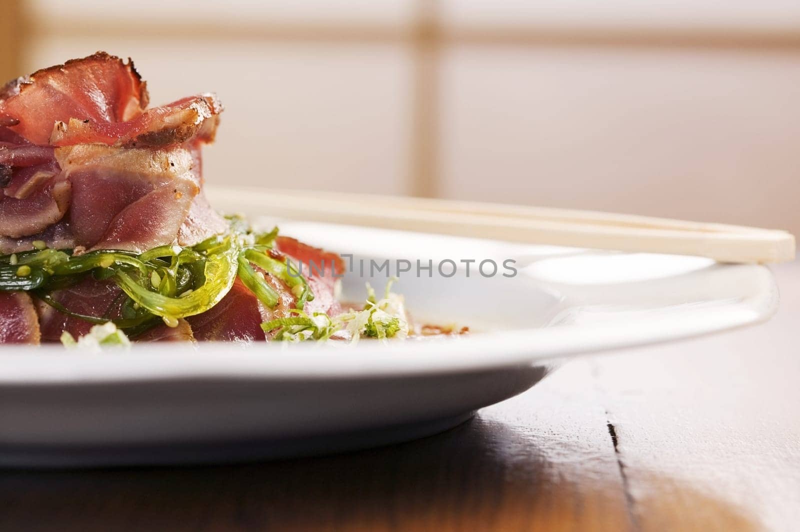 Close-up of prepared pork in a plate