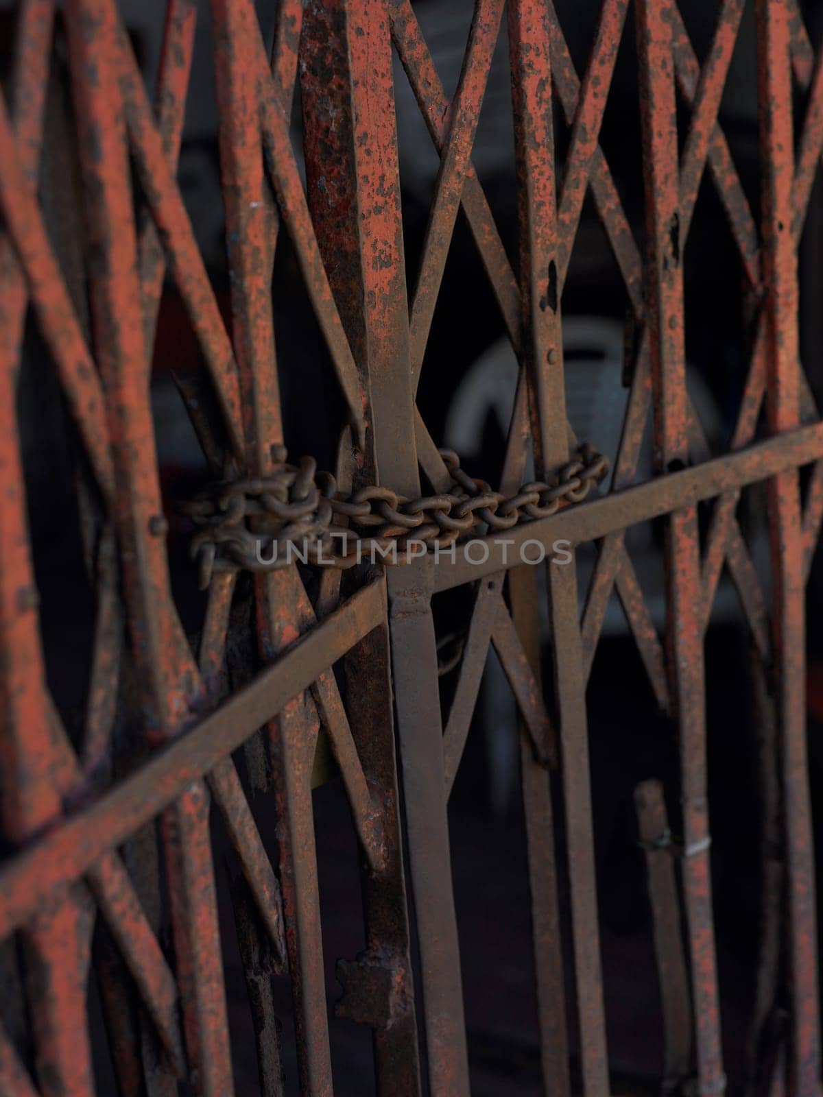 Close-up of a chain on a gate