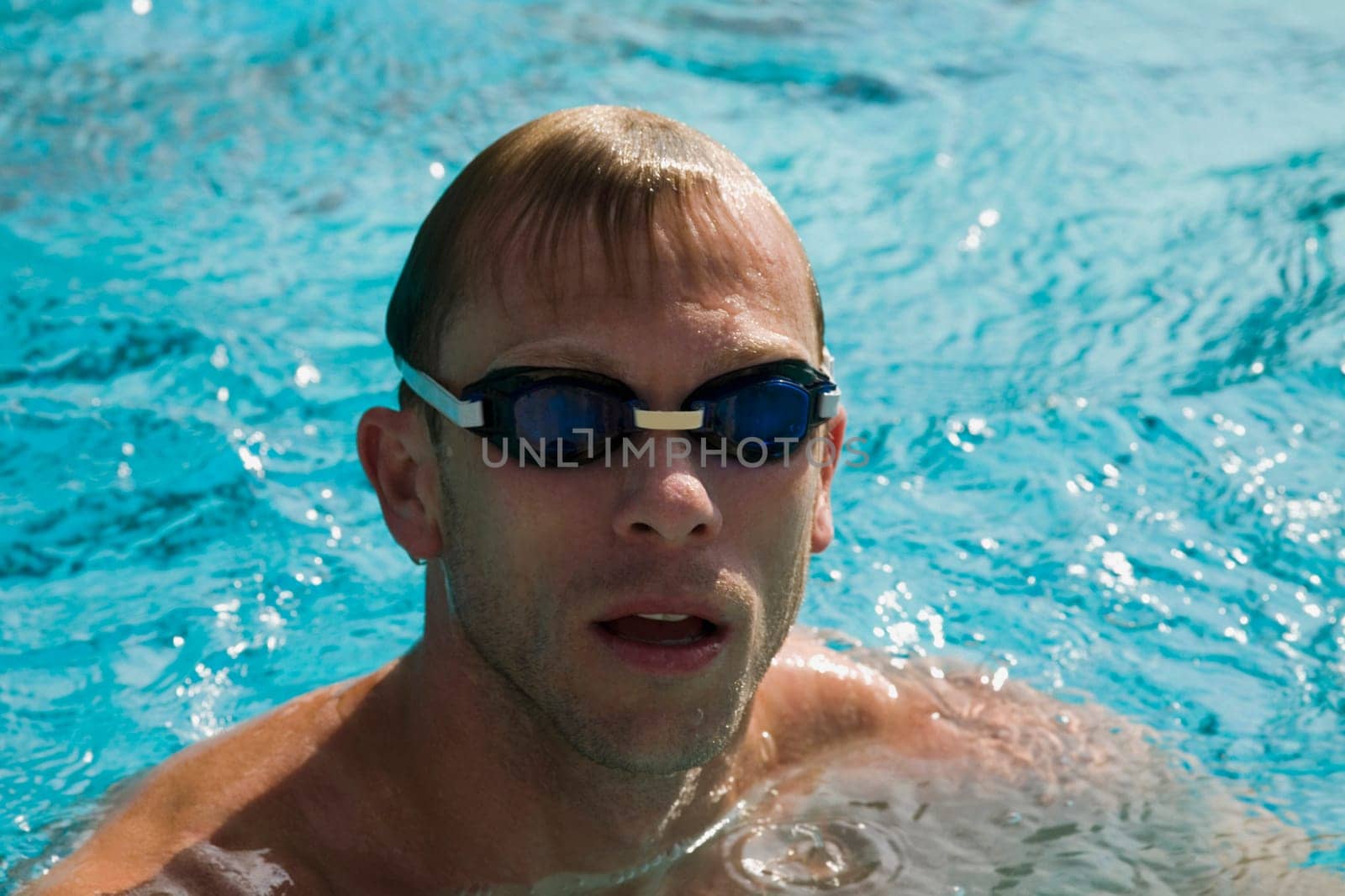 Close-up of a mid adult man in a swimming pool