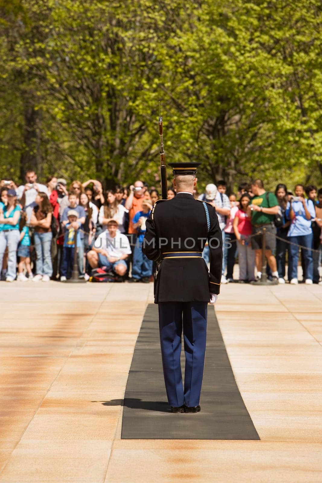Tourist looking at an honor guard