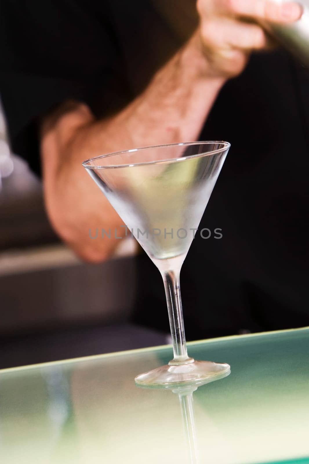 Close-up of an empty martini glass