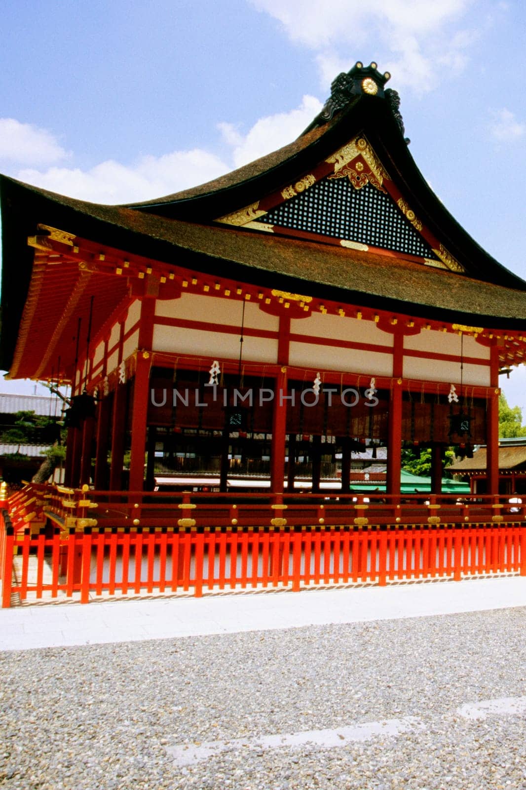 Low angle view of a religious building, Fushimi-Inari Shrine, Kyoto, Japan
