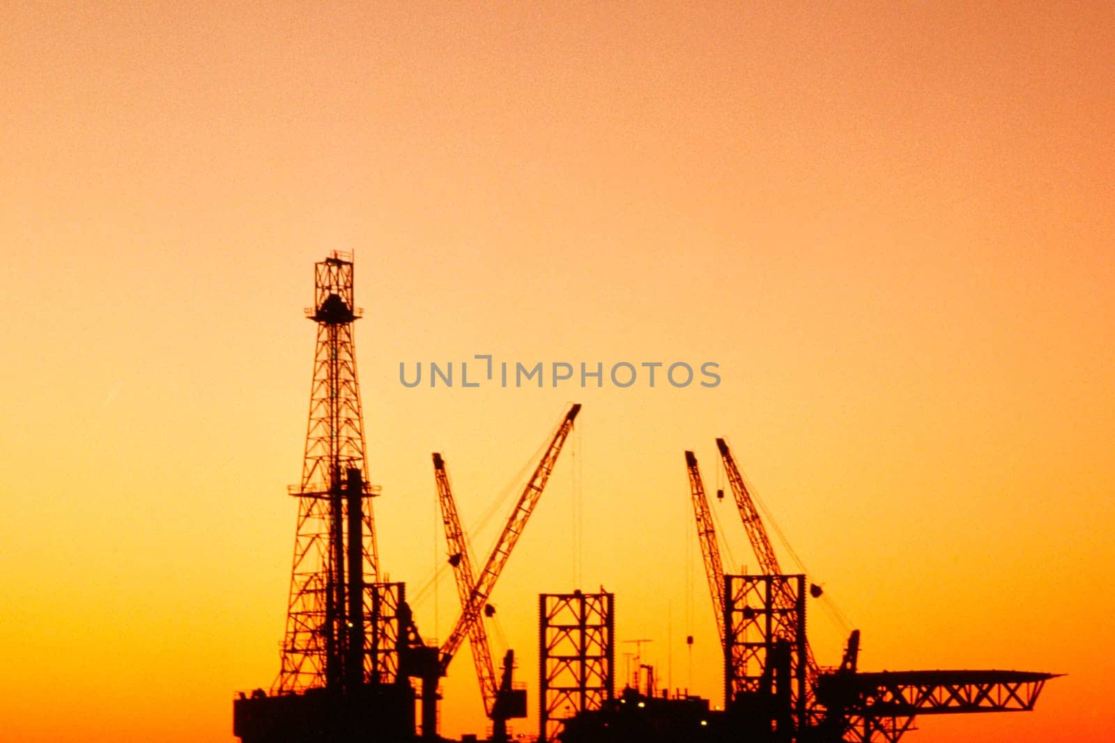 Silhouette of an oil rig, Tunisia, Africa