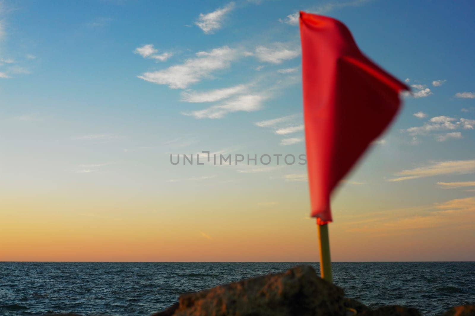 Close-up of a flag fluttering on a rock, Cartagena, Colombia