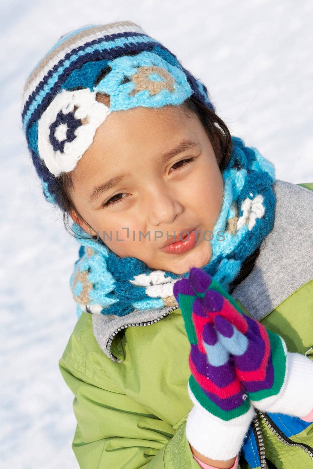 Portrait of a girl shivering
