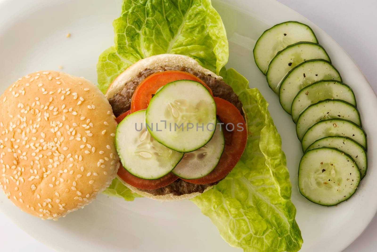 High angle view of a burger in a plate