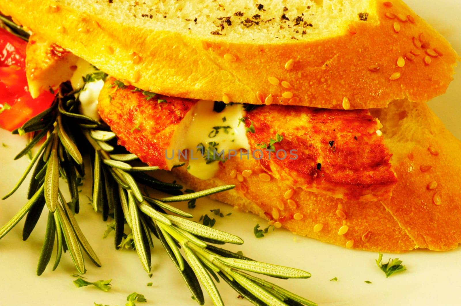 Close-up of bread with rosemary leaves