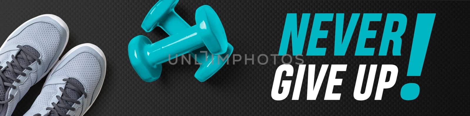 Motivational fitness header - Never give up