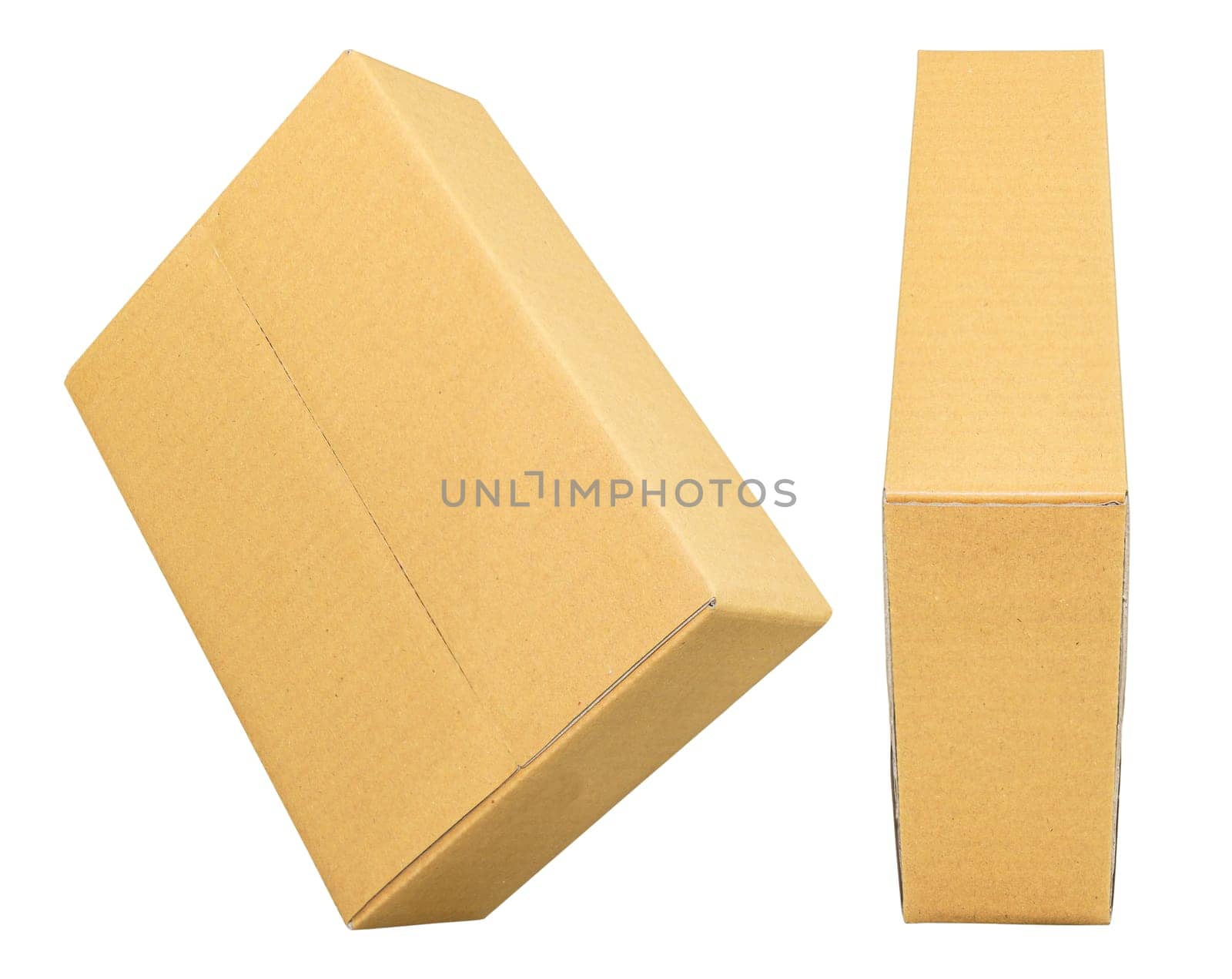 Mockup for design. Closed Brown cardboard box isolated on white background